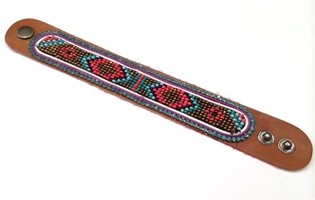 Pulsera de Cuero Aztek Strass Azul Claro (1 ud)