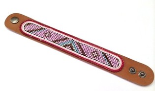 Pulsera de cuero azteca con strass rojo (1 ud)