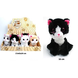 PELUCHE GATO, DISE&Ntilde;OS MIXTOS 16 CM - EN EXPOSITOR (12 ud.)