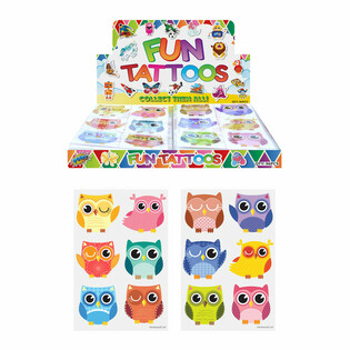 Tatuajes Divertidos B&uacute;ho - Expositor (96 Unidades)