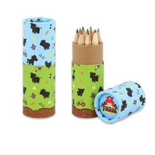 12x LÁPICES DE COLORES EN TUBO: MODELO GRANJA - EN DISPLAY (20 uds.)