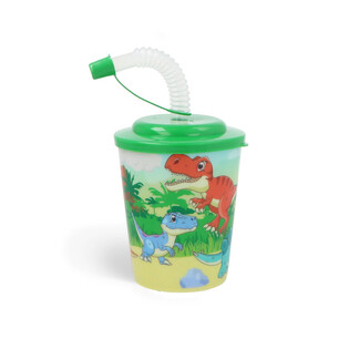 Vaso para Bebidas / Helado con Pajita - Dinosaurio (12 uds.)